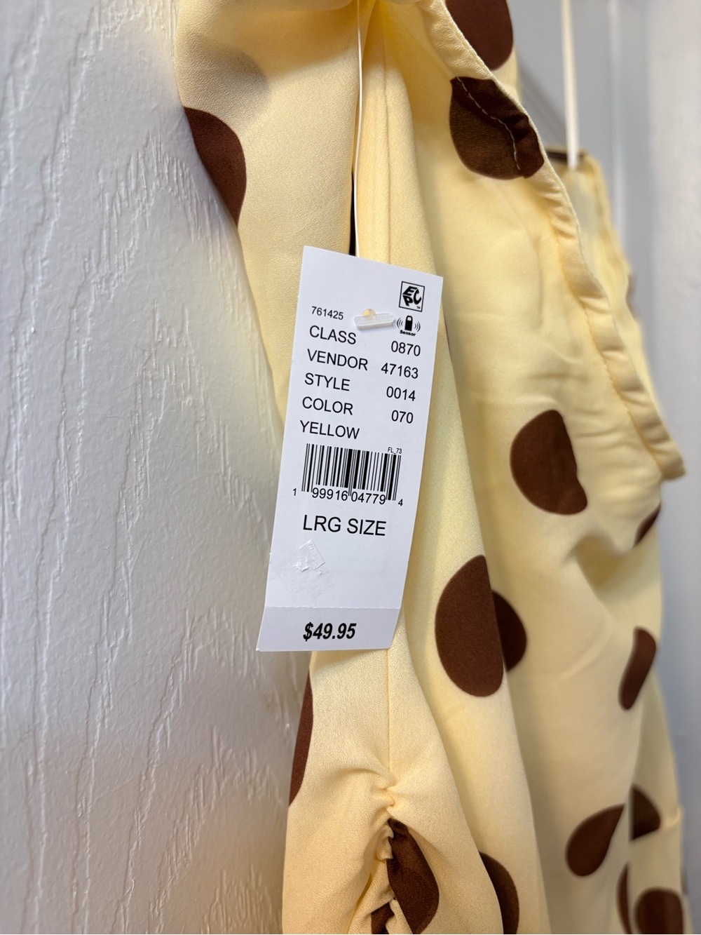 NWT Beverly & Beck PacSun Polka Dot Cowl Neck Mini Dress Cream Brown Large - Picture 7 of 11